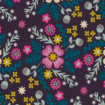 Ruby Star Society - Pivot - Wild Flower Canvas in Eggplant