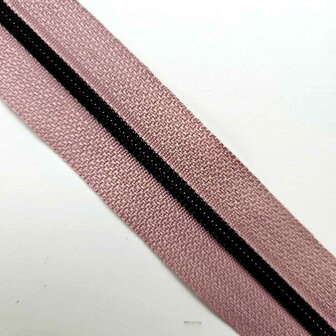 Rits oud roze met mat zwarte tandjes 4 mm