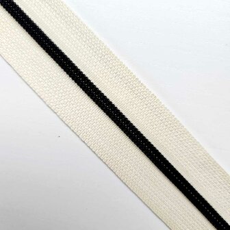 Rits cream met mat zwarte tandjes 4 mm