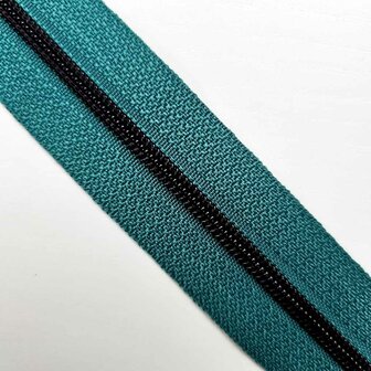 Rits teal/aquamarine met mat zwarte tandjes 4 mm