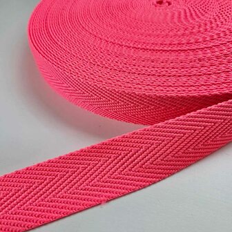 Tassenband neon roze chevron 30 mm