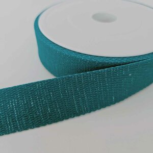 Tassenband 30 mm petrol met glitter SOEPEL